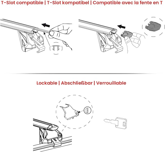 OMAC Roof Rack Cross Bars for Ford Edge 2015-2024 Heavy Duty-Lockable 220Lbs Aluminium Silver 2Pcs fits Cargo Carriers Kayak Canoe Bike Snowboard