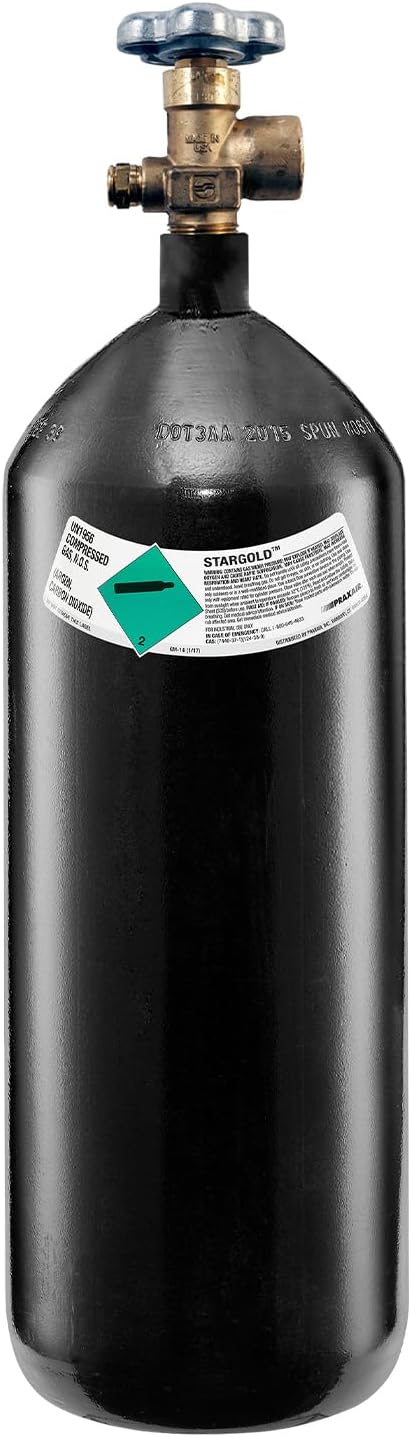 PrimeWeld 75% Argon 25% CO2 Bottle 40CF | DOT 3AA | USA CGA 580 Valve | Best Gas Blend for MIG Welding | Cylinders Full & Ready to Use