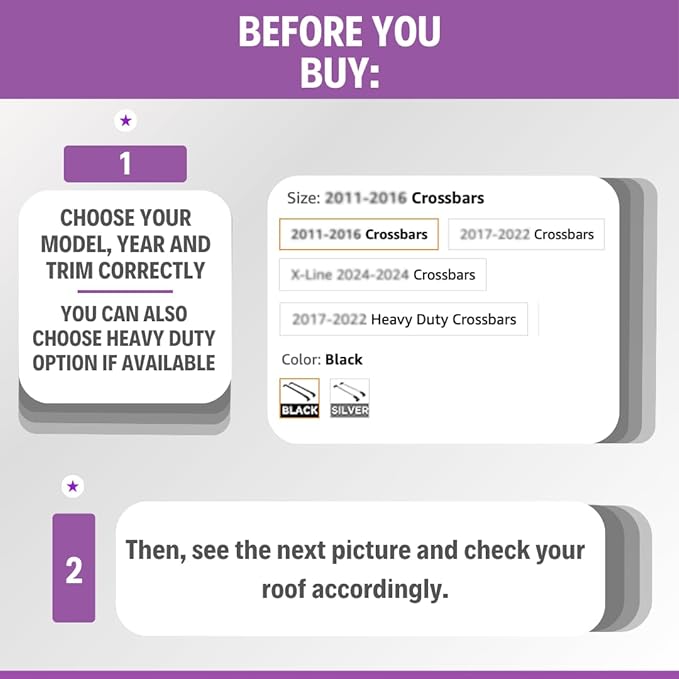 ERKUL Roof Rack Cross Bars for Ford Escape 2013-2019 | Aluminum Crossbars with Anti Theft Lock for Rooftop | Compatible with Raised Rails - Silver