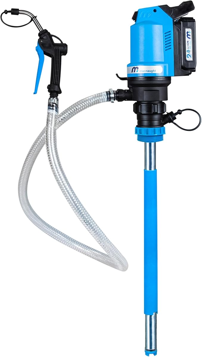 Macnaught BOP Battery Operated Oil Pumps - 16 to 55 Gallon, 5FT Hose, On-Demand Nozzle – for Oil, ATF, Coolant, Hydraulic Fluids – 2 Years Warranty (16-55 Gal Complete Starter Kit)
