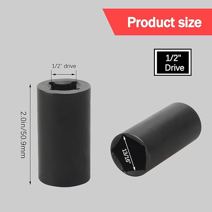 9076 Penta Socket 1/2-Inch Drive 13/16-Inch for Pentagonal Nuts and Bolts- 5 Point Impact Tool for Curb Boxes, Water Meter, Fire Hydrants