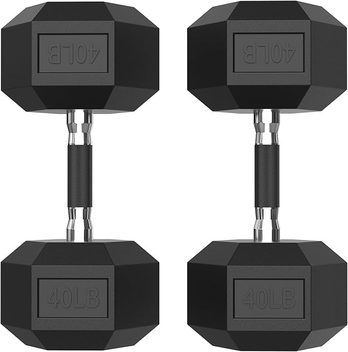 PAPABABE HEX Dumbbell Set 2.5-125lb, Rubber Encased Home Gym Dumbbells, Exercise & Fitness Weights Dumbbells for Women & Men, Hand Weight for Strength Training