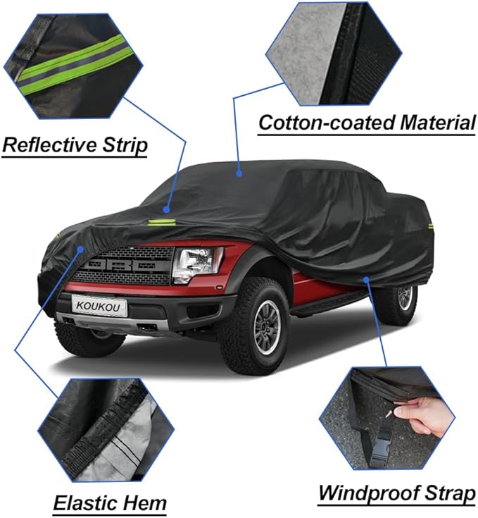 7 Layers Truck Cover Waterproof Custom Fit Ford F150 SuperCab 5.5ft Bed from 2004 to 2008, 7 Layers Heavyweight Pickup Car Cover Outdoor Indoor Sun UV Rain Snow Wind Protection.