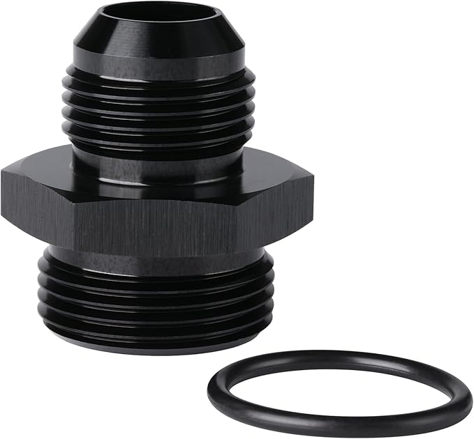 12AN Male Flare to 16AN ORB O-ring Boss Fuel Pump Rail Adapter Fitting Aluminum Black
