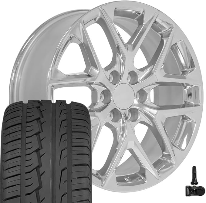 OE Wheels CV62 22 Inch Rims and Tires Fit Silverado 1500 Style 6x139.7 22x9 Chrome - Hollander 14078 - iMove GEN 2 SUV 285/45-22 (Set of 4)