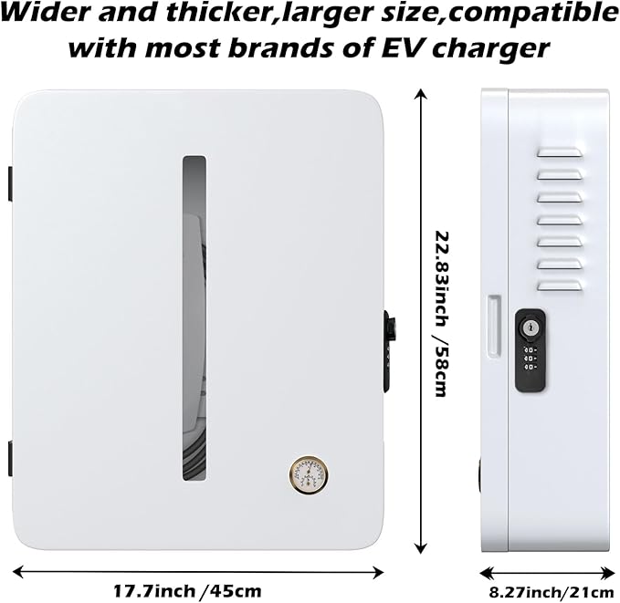 Charger Station Box Compatible with Tesla Gen 3 Wall Connector and ChargePoint EV Charger, Cable Organizer Holder Lock Cover Outdoor Rainproof, Snowproof, Dustproof, Theftproof, Rustproof