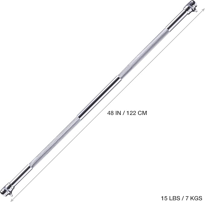 AmStaff 48" Straight Ez Curl Lat Pull Down Bar with Revolving Double Hook for Dual Pulley Cable Machines, Functional Trainer Multi-Purpose Attachment