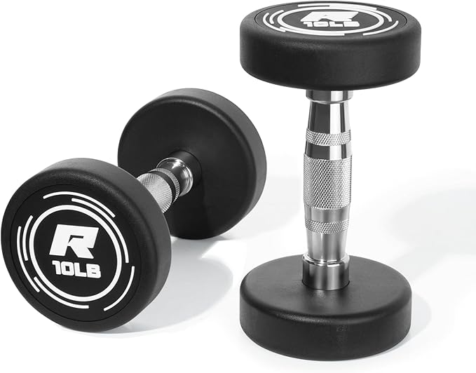 RitFit 5-250 LBS PVC Encased Round Dumbbell sets with Knurled Handle and Optional Rack, Strength Training Equipment for Home Gym