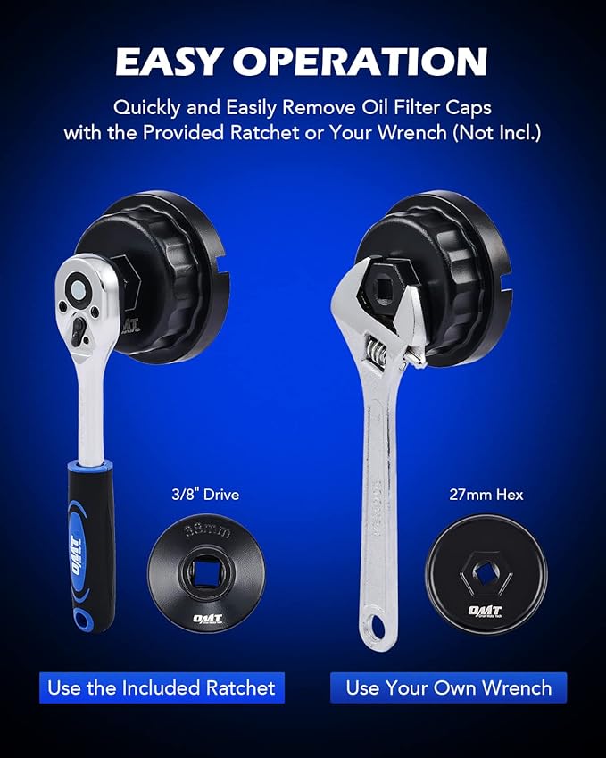 Orion Motor Tech Oil Filter Wrench Set, 10pc Oil Filter Socket Set, 3/8" Drive Metric Oil Filter Cap Wrench Removal Tool Kit, Low Profile Oil Filter Socket Set Compatible with Toyota VW BMW Mercedes