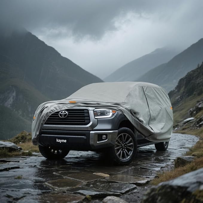 Kayme Heavy Duty SUV Car Cover Custom Fit Toyota Sequoia Waterproof All Weather for Automobiles, Full Exterior Covers Sun Rain UV Protection.（Deliver About 3-10 Days）
