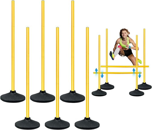 Oulores Soccer Agility Poles,Adjustable Height Hurdles,6PCS Soccer Training Poles with Rubber Base, Detachable Soccer Agility Training Equipment