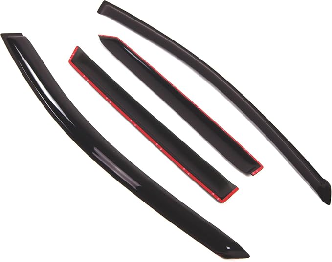 TuningPros Outside Mount Window Vent Visors Rain Guards Compatible with Nissan Rogue 2009-2013 | Side Window Wind Deflectors Rain Shields | Smoke Tinted, 4 Pcs Set, DGWV-353