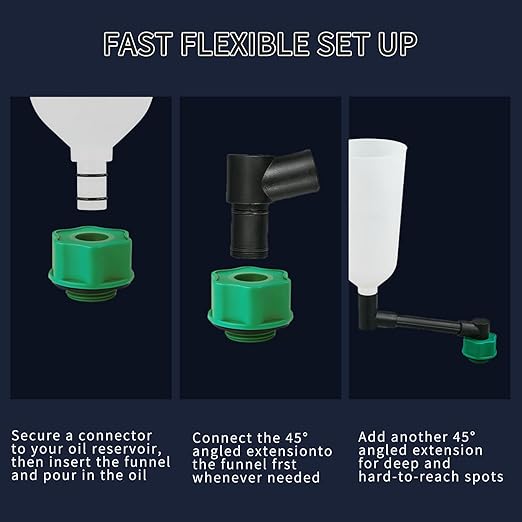 DPTOOL Oil Funnel Set, Automotive Oil Funnel Set for Engine Oil Changes, Oil Dispenser Funnels Kit with Flexible Extension and 14 Oil Cap Adapters Compatible with GM Ford VW BMW Audi Land Rover Etc