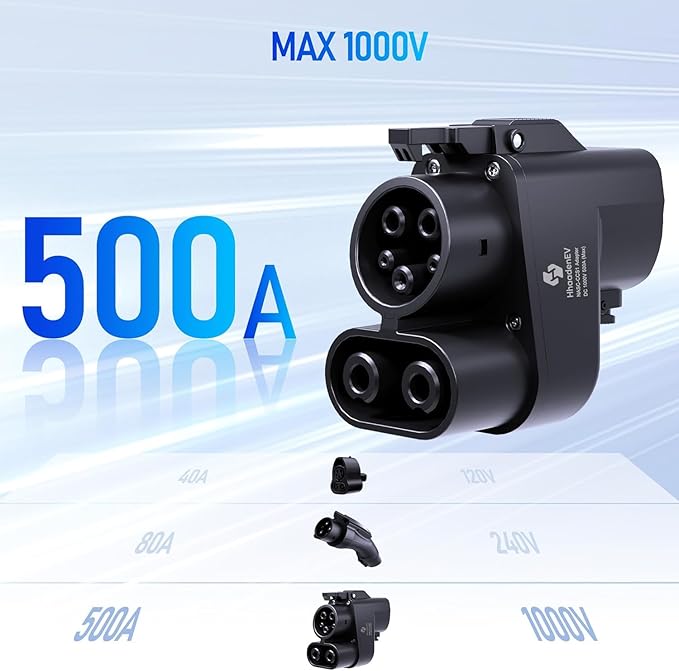 NACS to CCS1 Charging Adapter for Tesla Supercharger, Fast Charging Adapter, MAX 500A,1000V，Compatible with Ford, Rivian, GM, Volvo，Polestar EVs (NACS to CCS1(Tesla to CCS1))