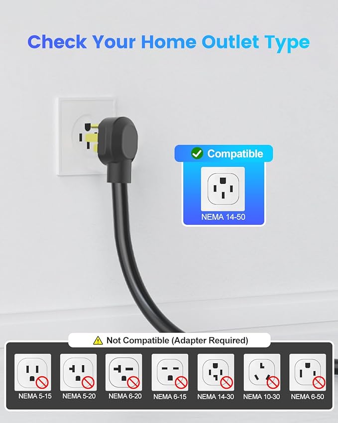 Level 2 EV Charger, 40Amp Electric Car Chargers 25FT Cable with NEMA 14-50 Plug, Adjustable Current, Timing Delay Electric Vehicle Chargers for J1772 BEVs/PHEVs 240V 9.6kW