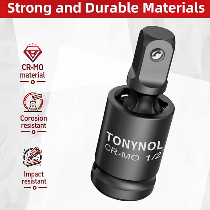 Universal Joint Swivel Socket Adapter 3/4" Drivers,U-Joint Drive CR-MO Impact Grad Wobble Socket Wrench Set