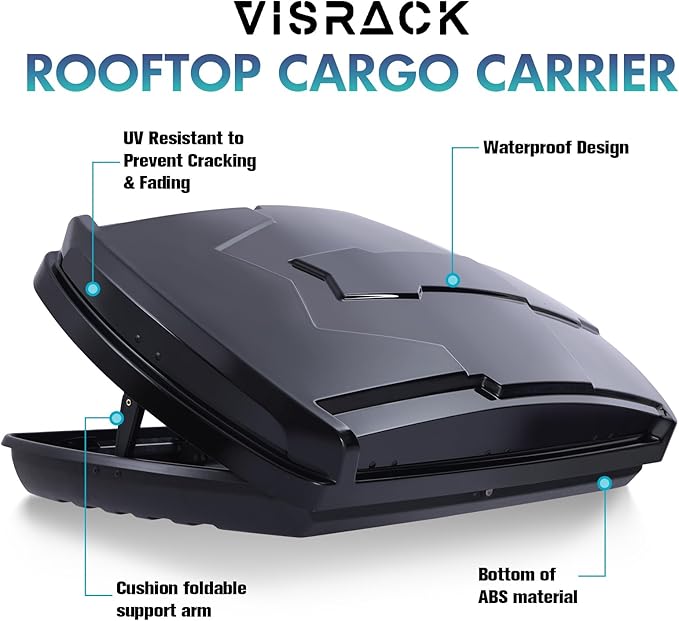 Hard Shell Roof Cargo Box Carrier with Security Keys,Heavy Duty Waterproof Rooftop Storage Box,58.3 (L) x35.4 (W) x 13(H) Inches,15.5 Cubic Feet (Tool-Free Install),Dual Side Opening,Black
