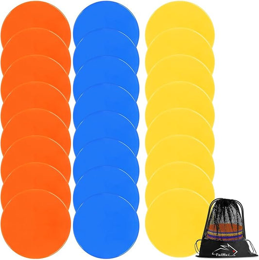 Spot Markers Rubber Floor Dots 9inch Non Slip Agility Dots Flat Cones for Kids Sports Soccer Basketball Training, Gym Training, Preschool Kindergarten Classroom