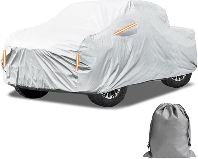 Caromop 10-Layer Waterproof Car Cover All Weather Protection (Snow, Rain, Sun) with Secure Fit Straps and Easy On/Off Zipper-Size T0 (See Size-Chart)