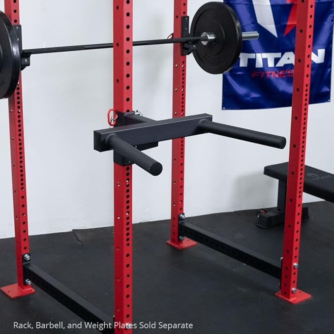 Titan Fitness T-3 Series Y-Dip Bar, Rack Mounted Dip Attachment, 500 LB Capacity, Fits 2 x 3 tubular steel