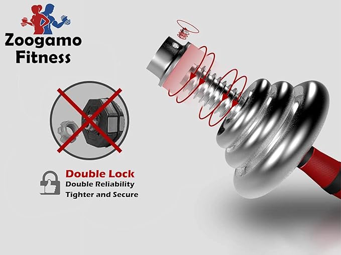 Adjustable Dumbbells Cast Iron Set Weight to 66Lbs / 44LBS, Free Weight with Connecting Rod Used As Barbell, for Men and Women Home Gym Work Out Training Fitness Equipment All-Purpose