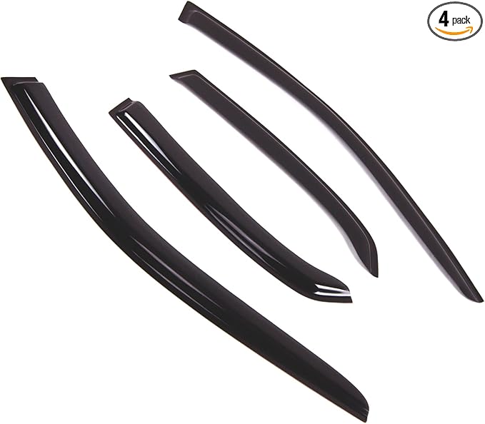 TuningPros Outside Mount Window Vent Visors Rain Guards Compatible with Volvo S80 2004-2006 | Side Window Wind Deflectors Rain Shields | Smoke Tinted, 4 Pcs Set, DGWV-751-2