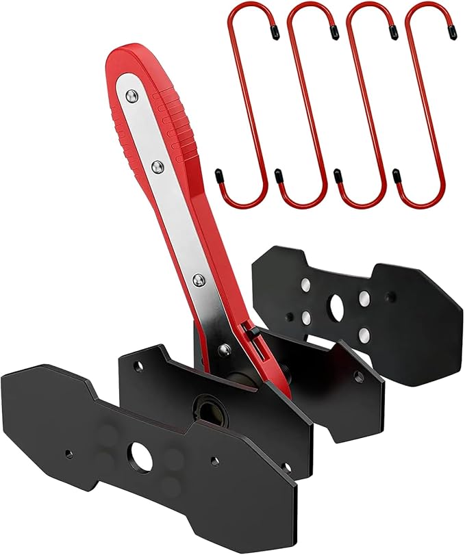 Brake Caliper Compression Tool with Extra 2PCS Large Plates 1.57"-2.95" for Disc Brake Pad Spreader,Caliper Piston Compressor Tool with 4 Brake Caliper Hanger Hooks,Car Brake Repair Tool Red