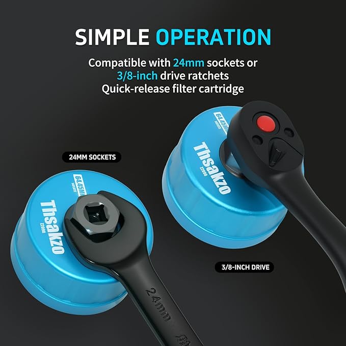 Oil Filter Wrench 64mm 14 Flute Precision CNC Machined Aluminum Oil Filter Removal Tool for Lexus Toyota Camry Tundra Tacoma 4Runner RAV4 and More