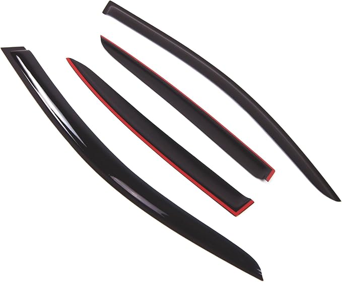 TuningPros Outside Mount Window Vent Visors Rain Guards Compatible with BMW 745i 750i 2002-2006 | Side Window Wind Deflectors Rain Shields | Smoke Tinted, 4 Pcs Set, DGWV-495