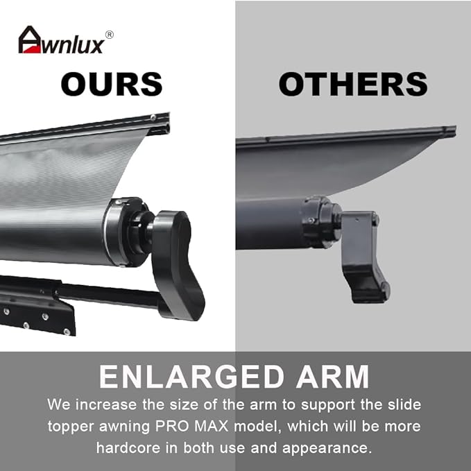 Awnlux Slide Topper Awning PRO MAX - Black Modular Slide Out Awning Kit Slide Out Protection for RVs, Travel Trailers, 5th Wheels, and Motorhomes-13'6" (12'1" Fabric)