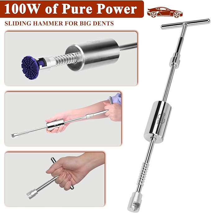 VEXTRO Car Dent Puller Kit, Dent Remover Tool for Car Dent Repair with High Adhesive Puller Tabs & Glue Sticks,100W Hot Glue Gun,Dent Refector Board, Suction Cups, Paintless Dent Removal Kit for Auto