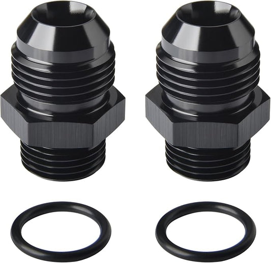 10AN Male Flare to 6AN ORB O-ring Boss Fuel Pump Rail Adapter Fitting Aluminum Black, Pack of 2