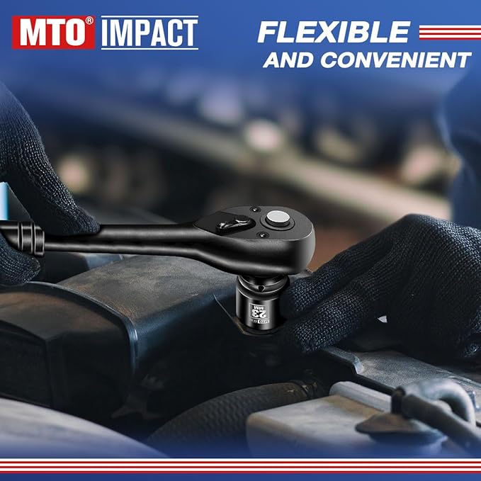 MTO 1/2" Drive 23mm Shallow Impact Socket, 6-Point Metric Socket, CR-MO Steel & Anti-Corrosion Coating for Tight Spaces and Heavy-Duty Tasks