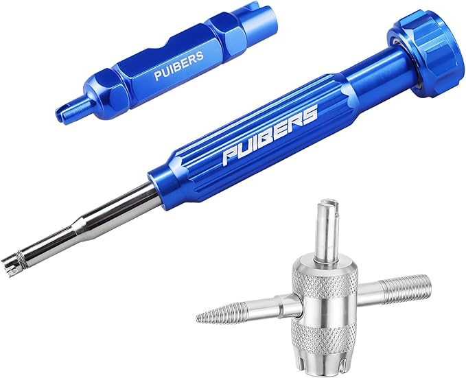 Tire Valve Stem Removal Tool Kit 3-Piece Set, Presta and Schrader Valve Core Removal Tools Set with 4 in 1 Valve Stem Puller Repair Tools