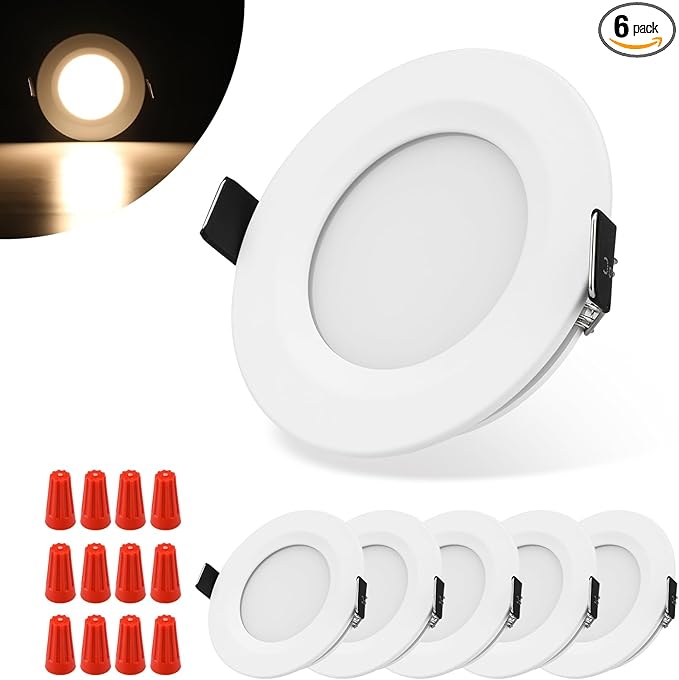 RV Boat Recessed Ceiling Lights, RV Puck Lights, 12V RV Lights Interior, Ultra-Thin RV Light Fixtures, High Brightness Camper Interior Light for RV Motorhome Boat