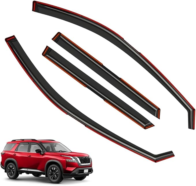 in-Channel Window Visors Rain Guards FIT Nissan Pathfinder Side (2022-2025) – 4-Piece in-Channel Dark-Smoke Polycarbonate Vent Deflectors