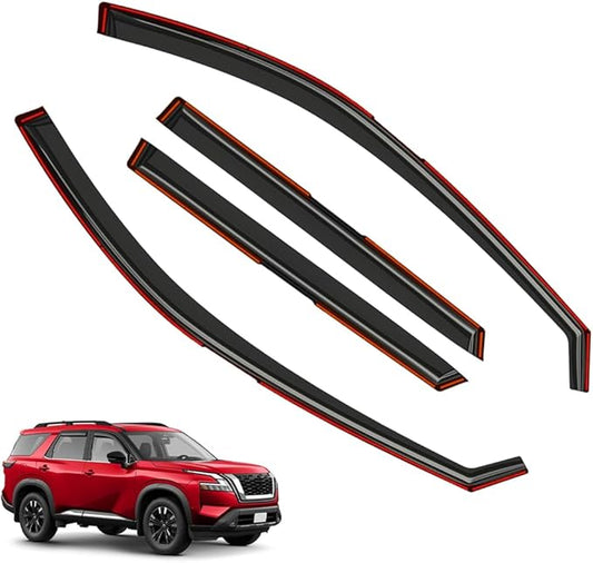in-Channel Window Visors Rain Guards FIT Nissan Pathfinder Side (2022-2025) – 4-Piece in-Channel Dark-Smoke Polycarbonate Vent Deflectors