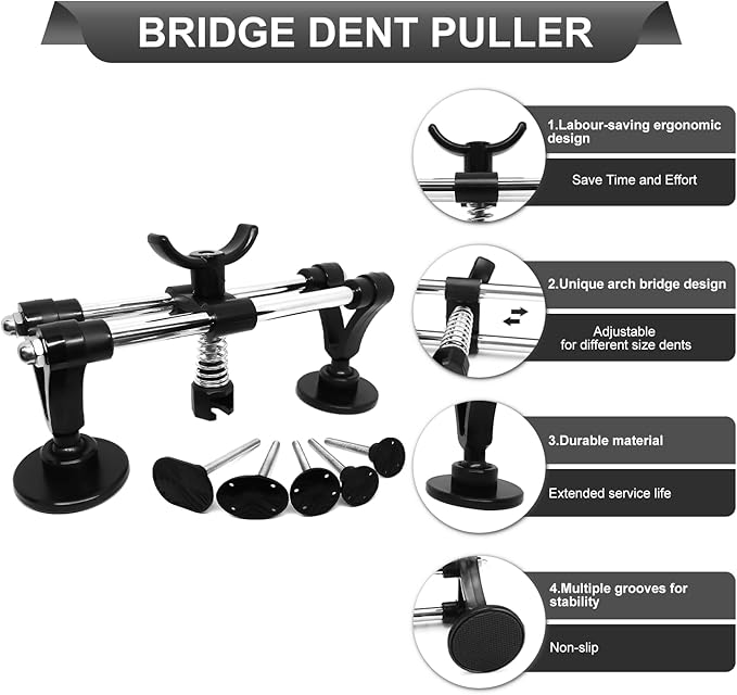 Dent Puller Kit - Paintless Dent Removal Kit, Dent Repair Kit with Slide Hammer T-Bar, Bridge Puller, Car Dent Puller Kit for Auto Hail Damage Door Ding 38 pcs (with Glue Set)
