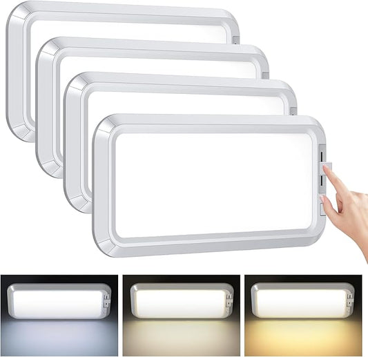 BlueFire 700LM Dimmable Sliding Brightness RV Ceiling Dome Lights, 7W DC10-30V Super Bright RV Interior LED Lights for RVs, Campers, Motorhomes, Trailers (3 Color Tem- 4PCS)