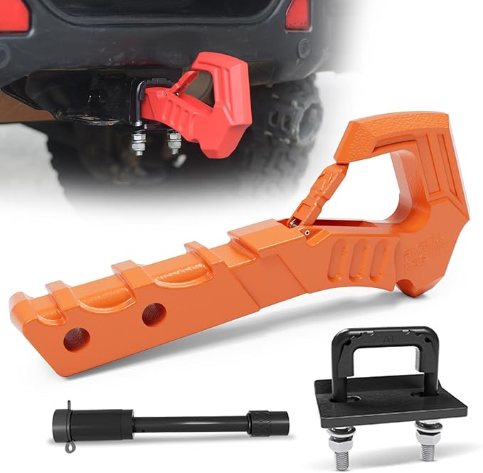 Tow Hitch Receiver Hook With Tightener, 2 Inch Truck Receiver, Drop Forged Steel Trailer Hitch 88000 Lbs Break Strength, Scorpion Tail Tow Hook for Trucks, Orange