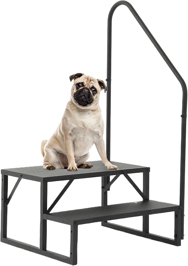 RV Stairs 2 Step, RV Steps with Handrail, Upgrade 3.0 RV Stairs with Platform, 660lbs Anti-slip Step Ladder Hot Tub Step for Indoor Outdoor