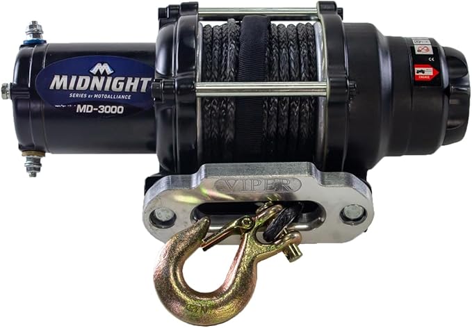 MOTOALLIANCE® Viper 3000lb ATV/UTV Wireless Winch with 50' of Black Synthetic Winch Rope. Waterproof IP67 Rated and Designed in the USA