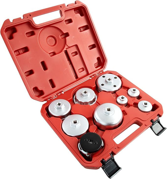OEMTOOLS 27199 9-Pc Oil Filter Cap Wrench Set, Oil Filter Wrench Set Includes Adjustable and Universal Wrenches, Oil Filter Removal Tool Set Compatible with 3/8" Drive Tools