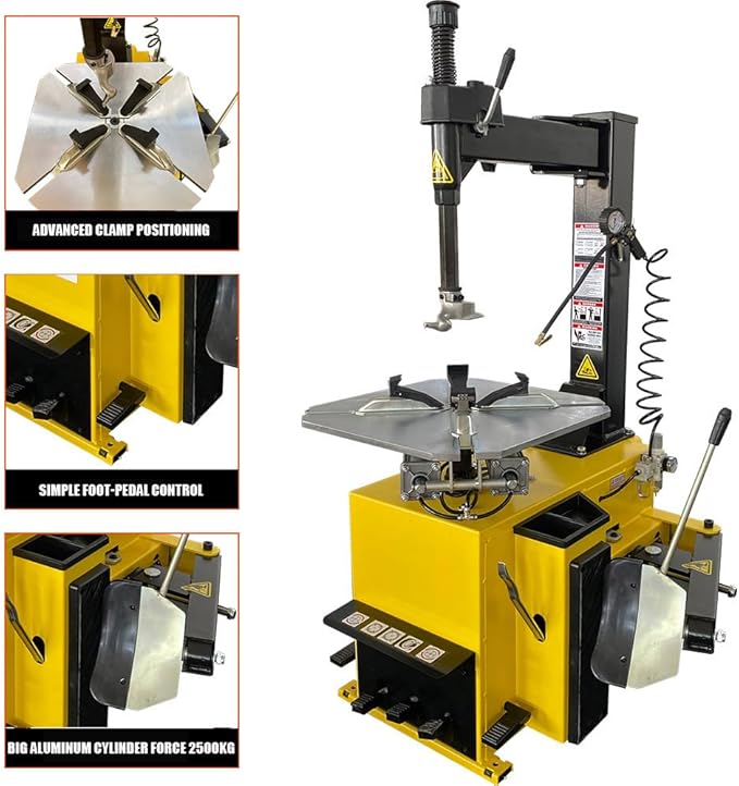 24'' Rim 1.5HP Tire Changer and 10''-24'' Rim Tire Balancer Combo and 3HP Oil-Free Air Compressor for Tire Repair and Wheel Balancing Garage Shop Equipment w/ 1 Year Full Warranty