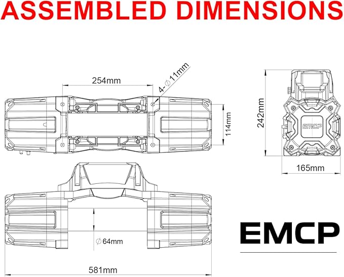 RUGCEL WINCH 12V EMCP Winch 13500lb New Waterproof Electric Synthetic Rope Jeep Winch with Hawse Fairlead,2 in 1 Infrared Remote Control,Dual Color Rope,for Truck SUV