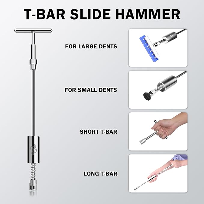 Super PDR Paintless Dent Repair Kit, Dent Puller Kit for Car Dent Removal, Auto Body Dent Removal Tools, PDR Dent Puller for Hail Damage, Dent Removal Kit with Dent Lifter, Bridge Puller, Slide Hammer