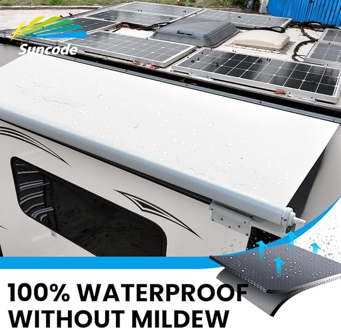 Suncode Slide Topper Awning White RV Slide Out Awning Slide Out Protection Modular Designed for RVs,Travel Trailers,5th Wheels,and Motorhomes 8'7"(8'1"Fabric)