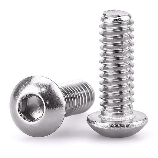 1/4-20 x 5/8" Button Head Socket Cap Bolts Screws, 304 Stainless Steel 18-8, Allen Hex Drive, Bright Finish, Fully Machine Thread, Pack of 30