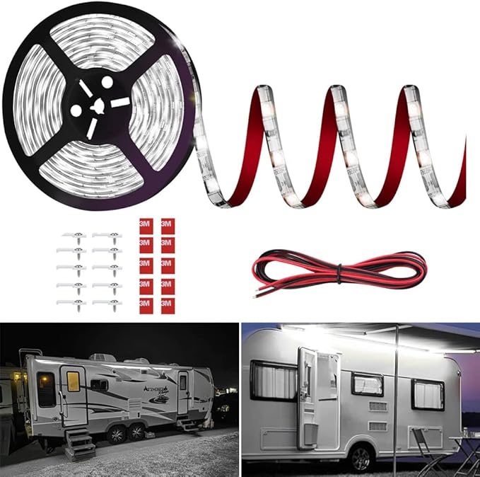 RV Awning Led Lights,12V 13FT Camper Awning Lights for Camper Motorhome Travel Trailer Concession Stands Food Trucks, Waterproof RV Exterior Underglow Light Strip for Party BBQ