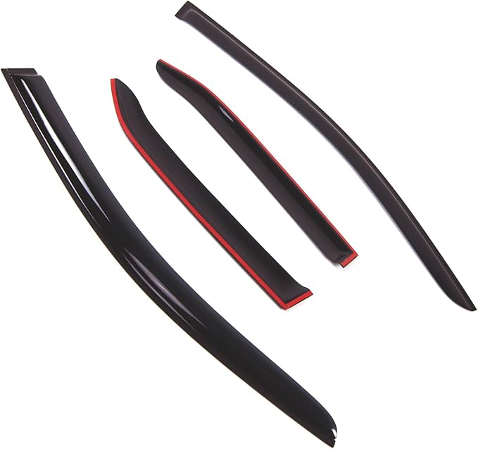TuningPros Outside Mount Window Vent Visors Rain Guards Compatible with Cadillac STS 2005-2011 | Side Window Wind Deflectors Rain Shields | Smoke Tinted, 4 Pcs Set, DGWV-689
